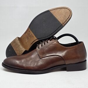 Marco Vittorio Plain-Toe Dress Shoe Men Sz 7.5 Brown Lace Made In Italy Preowned